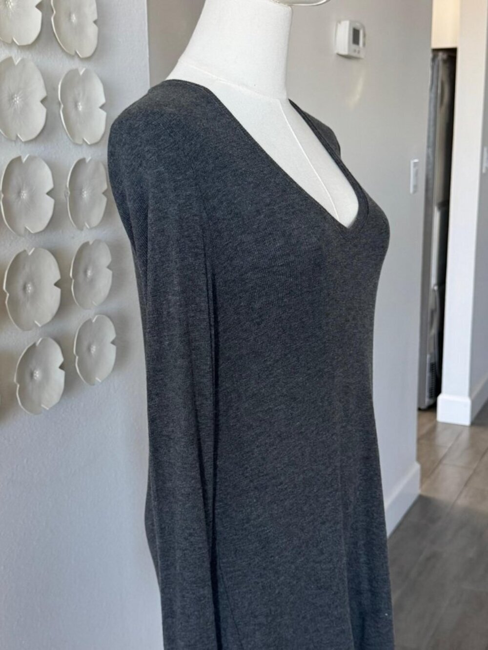 ATM Anthony Thomas Melillo Gray Long Sleeve Scoop Neck Knit Top Size L NWOT